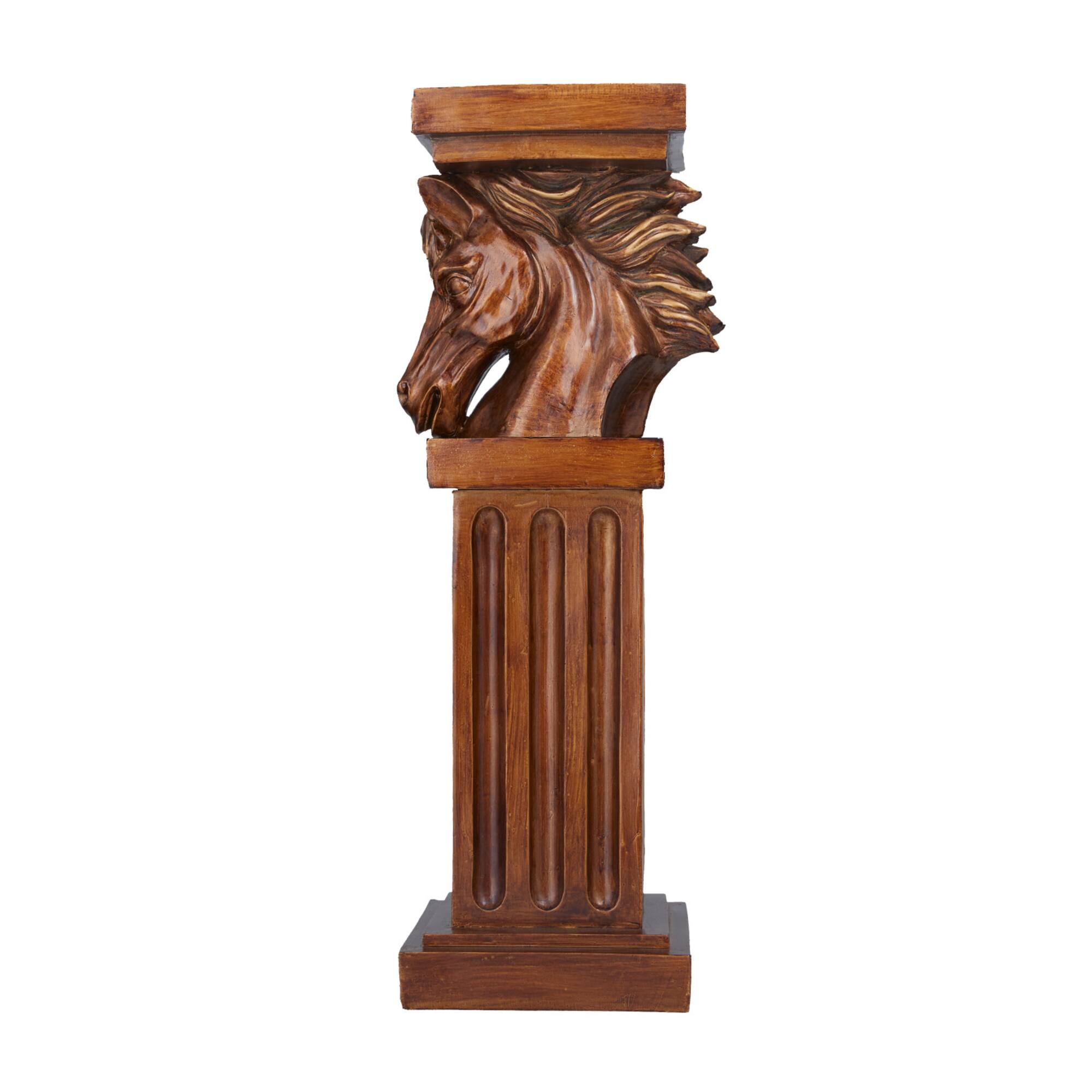 Brown Polystone Traditional Pedestal Table, 25" x 8" x 9"